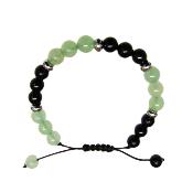 Drawstring Black Obsidian With Green Aventurine Power Bead Bracelet.   SPR16153BR