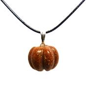 Pumpkin Pendant Necklace in Copper Gold Stone on Waxed Cotton Cord.   SPR16207