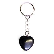 Mini Puff Heart Gemstone Keyring In Hematite.   SPR16439POL