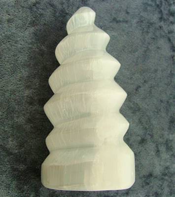 SPIRAL CARVED SATIN SPAR POINT. SPR4922POL