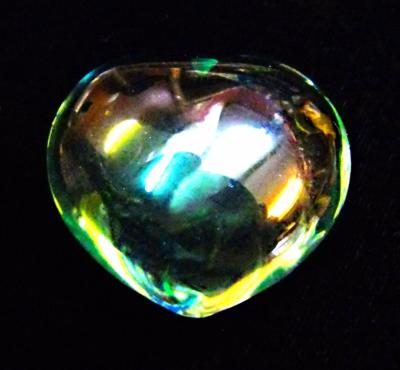 LARGE BLUE OBSIDIAN GLASS PUFF HEART.   SPR9868POL