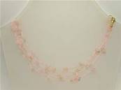 ROSE QUARTZ THREADED GEM CHIP NECKLACE. 18" LONG. 14g. SPR996