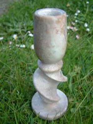 SOAPSTONE CANDLE HOLDER TWIST 15CM. SOAPCAND