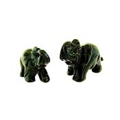 PAIR OF ELEPHANT CARVINGS IN BLACK ONYX.   SP13911POL