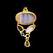 925 Silver with Blue Lace Agate, Topaz & Rainbow Moonstone Designer Pendant.   SP15112PEND