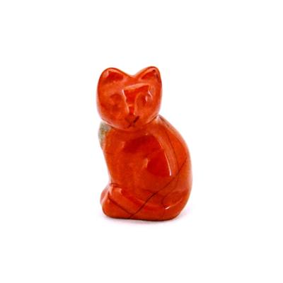 GEMSTONE KITTEN CARVING IN RED JASPER.   SPR14478POL