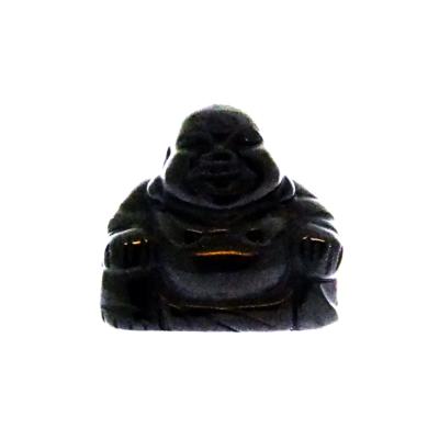 BUDDHA CARVING IN BLACK OBSIDIAN.   SPR14642POL