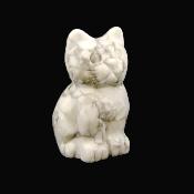 Gemstone Carving Of A Cat (Large Size) In White Howlite.   SPR16932POL