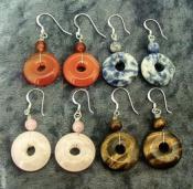 GEMSTONE DONUT PENDANT EARRINGS.   SPR4236