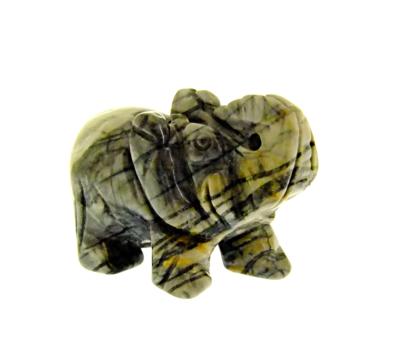 CARVING OF AN ELEPHANT IN PICASSO JASPER.   SP12793POL