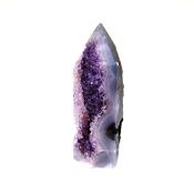 AGATE WITH AMETHYST DRUZE POLISHED POINT SPECIMEN.   SP14346POL