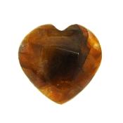 Gemstone Polished Heart In Smokey Yellow Fluorite.   SP16125POL