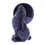 Carving Of A Moon Gazing Hare In Black Obsidian.   SP17210POL