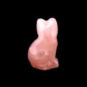 GEMSTONE KITTEN CARVING IN ROSE QUARTZ.   SPR14474POL