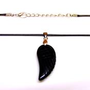 GEMSTONE 'ANGEL WING' PENDANT IN BLACK OBSIDIAN.   SPR14768PEND