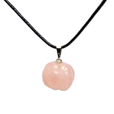 Pumpkin Pendant Necklace in Rose Quartz on Waxed Cotton Cord.   SPR16210