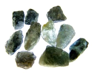 AQUAMARINE WITH HEMATITE ROUGH CRYSTAL CHIPS (SMALL SIZE). SPR8992