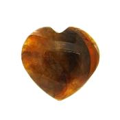 Gemstone Polished Heart In Smokey Yellow Fluorite.   SP16125POL