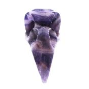 Raven Skull Carving In Chevron Amethyst.   SP17198POL