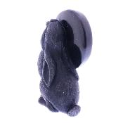 Carving Of A Moon Gazing Hare In Black Obsidian.   SP17210POL