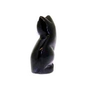 GEMSTONE CAT CARVINGS IN BLACK OBSIDIAN.   SPR14750POL