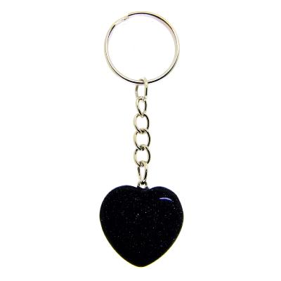 Mini Puff Heart Gemstone Keyring In Blue Goldstone.   SPR16436POL