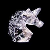 UNICORN HEAD CARVING IN BRAZILIAN QUARTZ.   SP11733POL