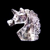 UNICORN HEAD CARVING IN BRAZILIAN QUARTZ.   SP11734POL