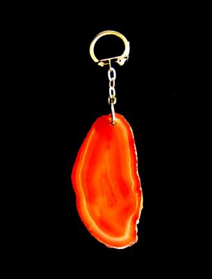 AGATE SLICE RED/BROWN COLOUR KEYRING.   SPR12442