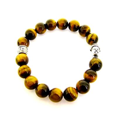 BUDDHA POWER BEAD BRACELET IN TIGERSEYE.   SPR14096BR 