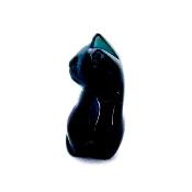 GEMSTONE KITTEN CARVING IN BLACK OBSIDIAN.   SP14482POL