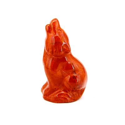 GEMSTONE WOLF CARVING IN RED JASPER.   SPR14484POL