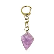 Diamond Shape Gemstone Keyring in Amethyst.   SPR15568POL