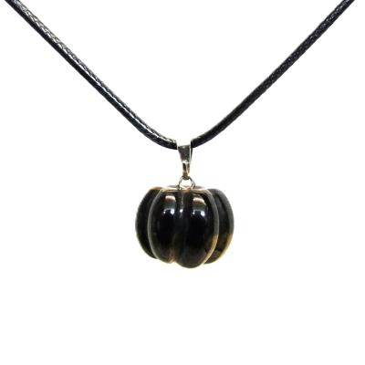 Pumpkin Pendant Necklace in Tiger's Eye on Waxed Cotton Cord.   SPR16211