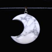 CRESCENT MOON PENDANT IN HOWLITE ON WAXED CORD.   SPR16896