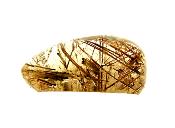 QUARTZ DOME POLISHED PEBBLE SPECIMEN FEATURING GOLDEN RUTILE INCLUSIONS.   SP10814POL