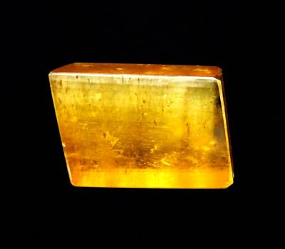 OPTICAL GOLDEN CALCITE POLISHED RHOMBIODAL CRYSTAL SPECIMEN.   SP11957POL