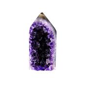 AGATE WITH AMETHYST DRUZE POLISHED POINT SPECIMEN.   SP14345POL