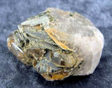 EPIDOTE IN SMOKEY QUARTZ SPECIMEN