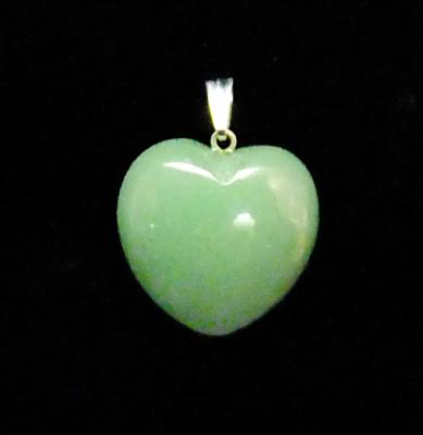 GREEN AVENTURINE MINI PUFF HEART PENDANT.   SPR13149PEND