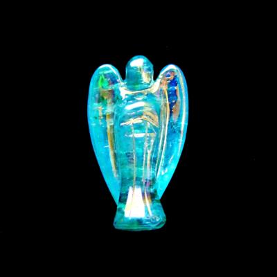 LARGE ANGEL CARVING IN AQUA AURA QUARTZ.   SPR13920POL