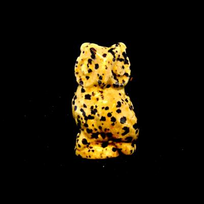 CARVING OF AN OWL IN DALMATIAN JASPER.  SPR14467POL
