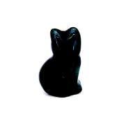 GEMSTONE KITTEN CARVING IN BLACK OBSIDIAN.   SP14482POL