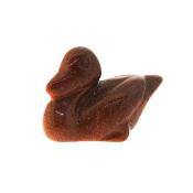 Gemstone Duck Carving in Copper Goldstone.   SPR15178POL