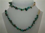 CHRYSOCOLLA GEM CHIP 18" NECKLACE & 7" BRACELET TWO PIECE SET. SET = 42g. SPR690