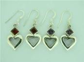 925 SILVER HEART SHAPE PENDANT EARRINGS. E2157