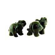 PAIR OF ELEPHANT CARVINGS IN BLACK ONYX.   SP13911POL