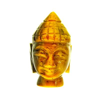 BUDDHA HEAD CARVING IN TIGERSEYE.   SP13918POL