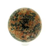 Gemstone Sphere In Orange Calcite With Black Tourmaline.   SP16048POL