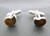 A Pair of Fossil Ammonite Cuff Links With 925 Silver Mounts.   SP16149